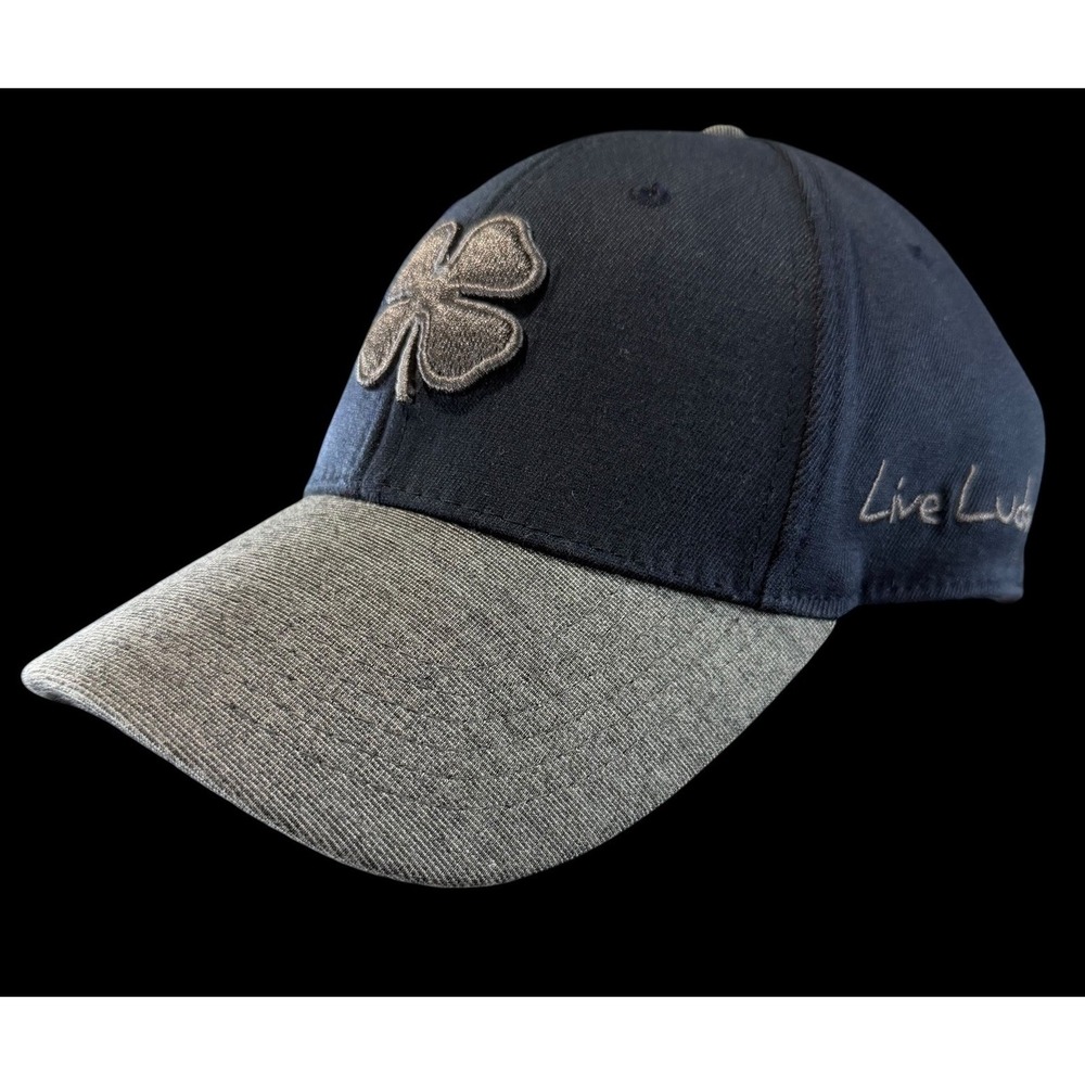 Black Clover Live Lucky  Golf Hat Navy Blue Gray Fitted Baseball Cap L/XL Hat